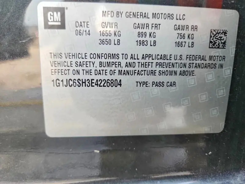 2014 CHEVROLET SONIC LT  