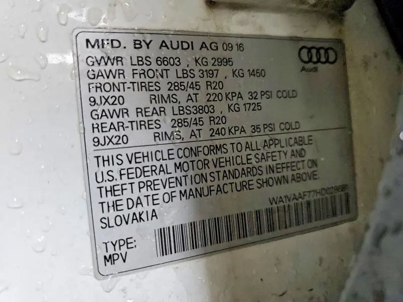 2017 AUDI Q7 PRESTIGE  