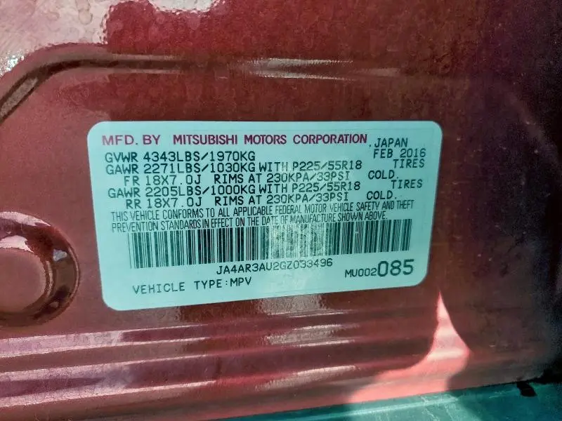 2016 MITSUBISHI OUTLANDER SPORT ES  