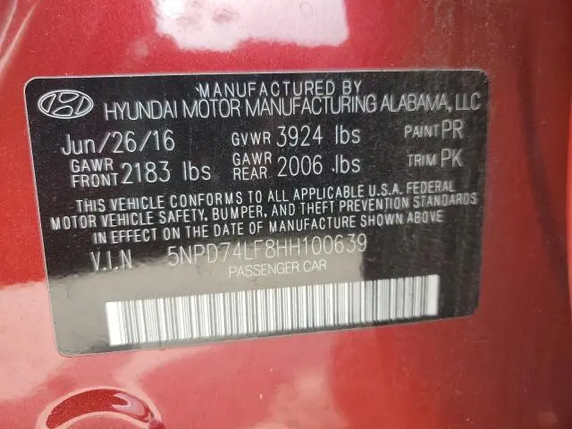 2017 HYUNDAI ELANTRA SE  