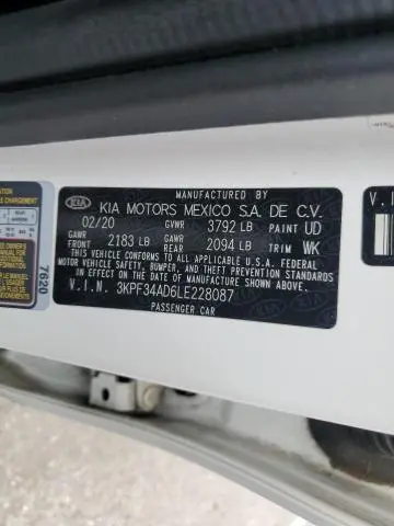 2020 KIA FORTE GT LINE  