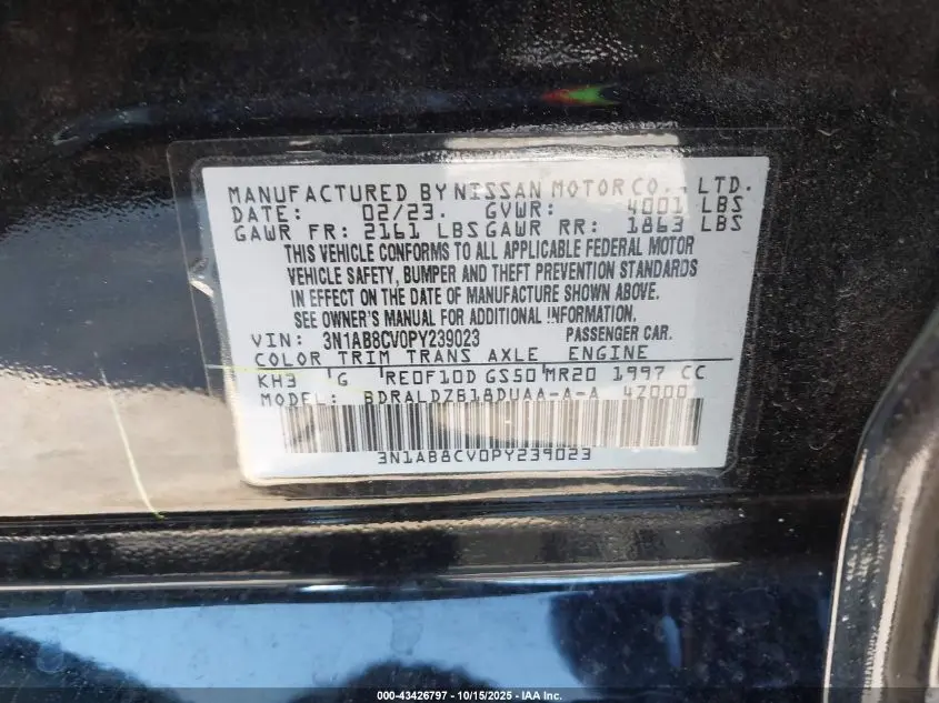 2023 NISSAN SENTRA SV XTRONIC CVT