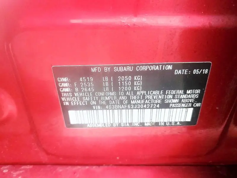 2018 SUBARU LEGACY 2.5I PREMIUM  