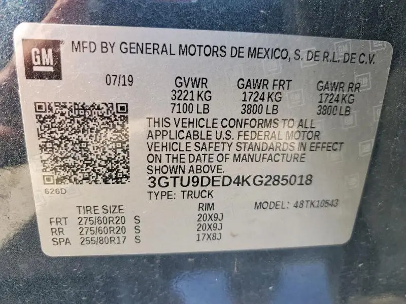 2019 GMC SIERRA K1500 SLT  