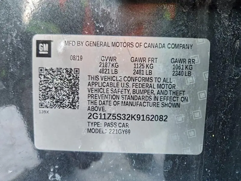 2019 CHEVROLET IMPALA LT  