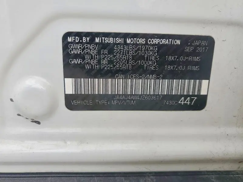 2018 MITSUBISHI RVR SE LIMITED  