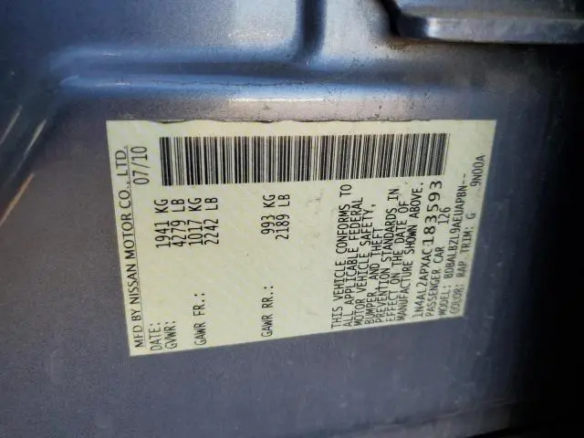 2010 NISSAN ALTIMA BASE  