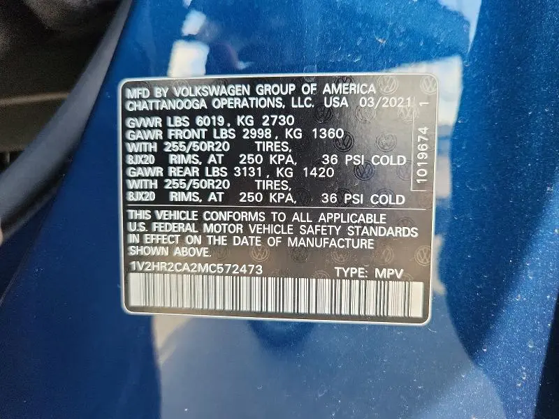 2021 VOLKSWAGEN ATLAS SE  