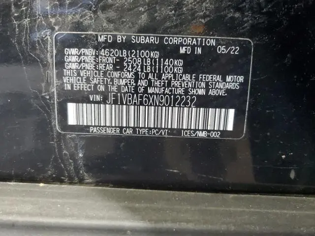 2022 SUBARU WRX PREMIUM  