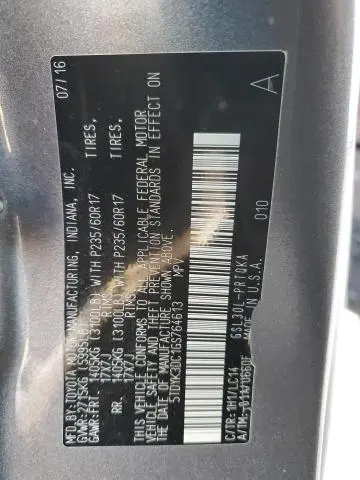 2016 TOYOTA SIENNA XLE  