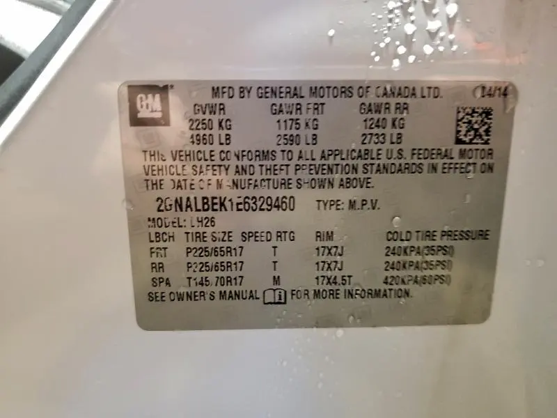 2014 CHEVROLET EQUINOX LT  