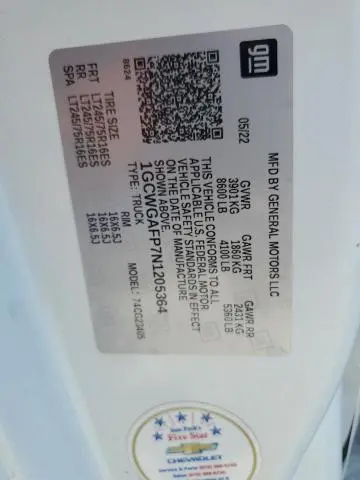 2022 CHEVROLET EXPRESS G2500   