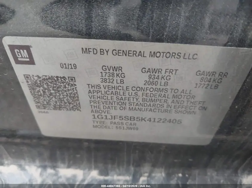 2019 CHEVROLET SONIC PREMIER AUTO