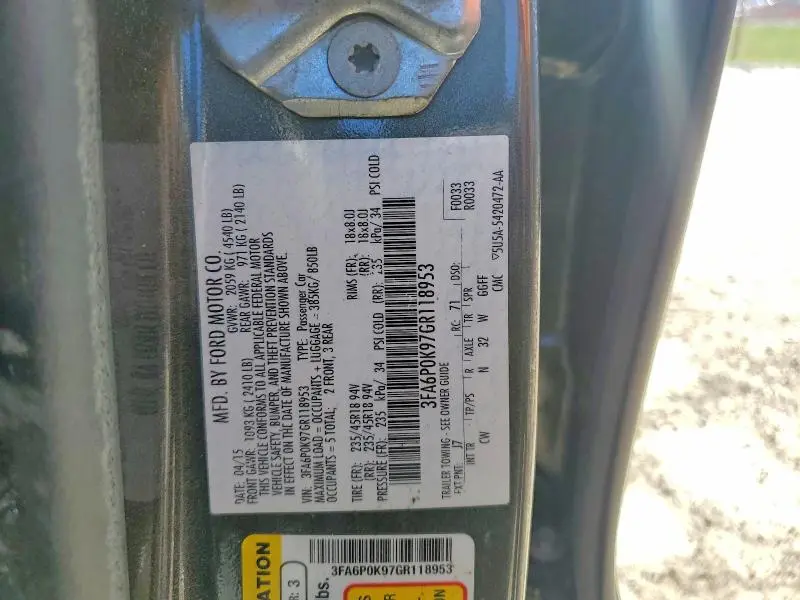 2016 FORD FUSION TITANIUM  