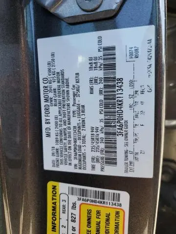 2019 FORD FUSION SE  