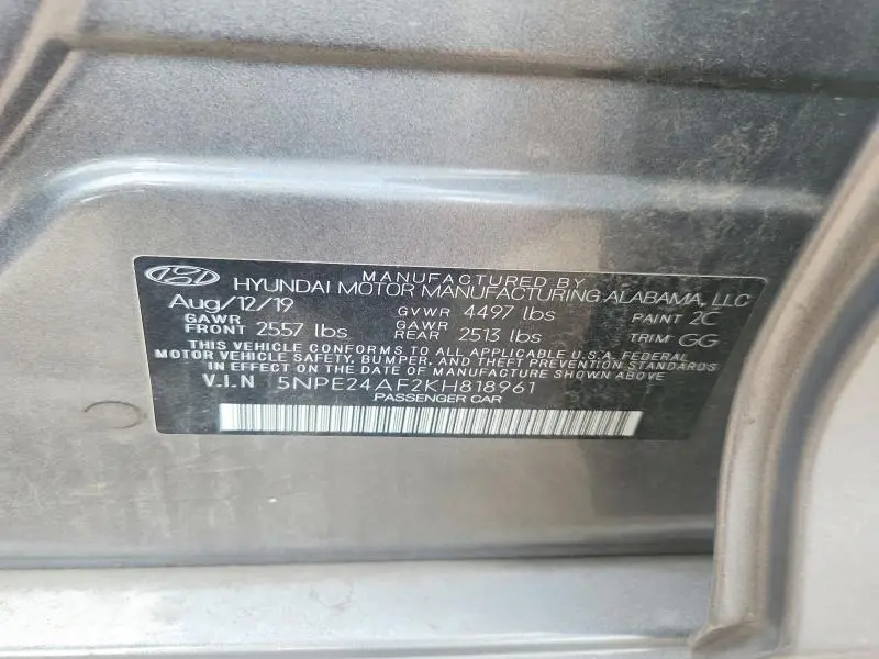 2019 HYUNDAI SONATA SE  