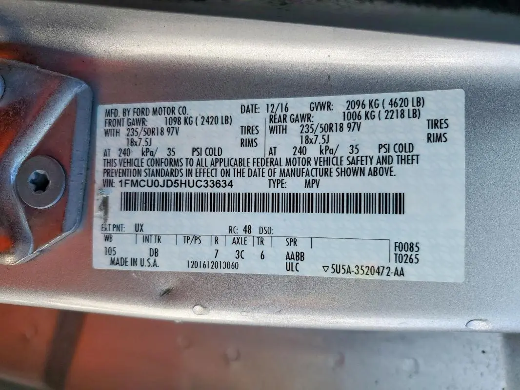 2017 FORD ESCAPE TITANIUM  