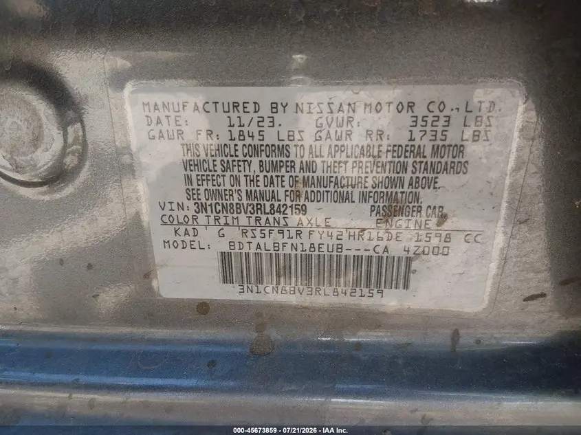 2024 NISSAN VERSA 1.6 S