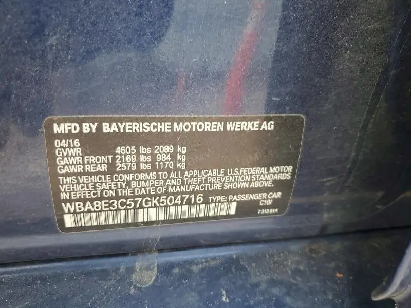 2016 BMW 328 XI SULEV  