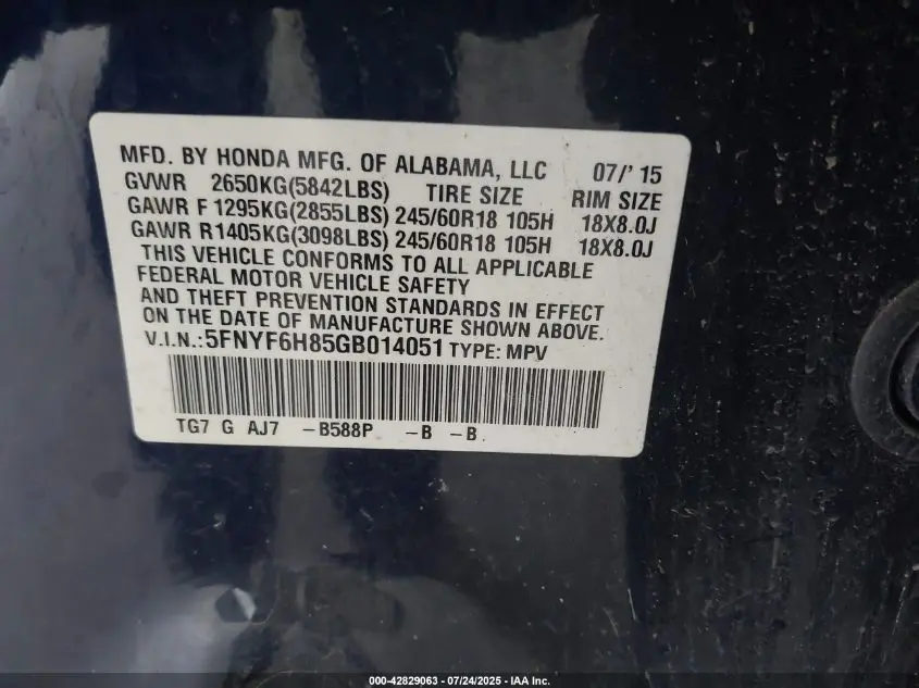 2016 HONDA PILOT EX-L