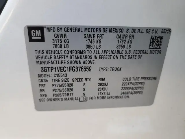 2015 GMC SIERRA C1500 SLT  