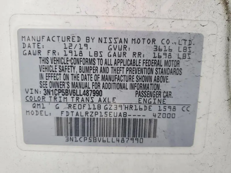 2020 NISSAN KICKS S  