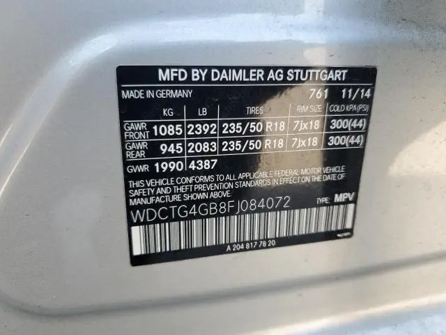 2015 MERCEDES-BENZ GLA 250 4MATIC  