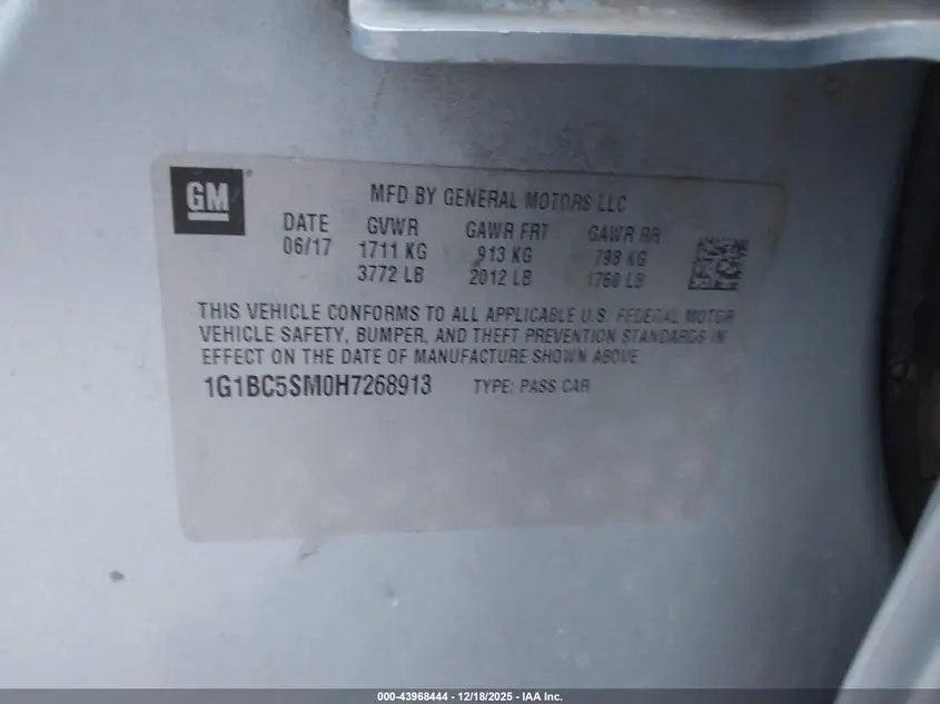 2017 CHEVROLET CRUZE LS AUTO