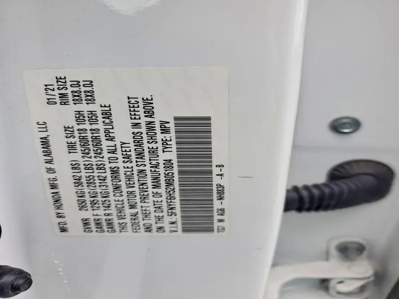 2021 HONDA PILOT EXL  