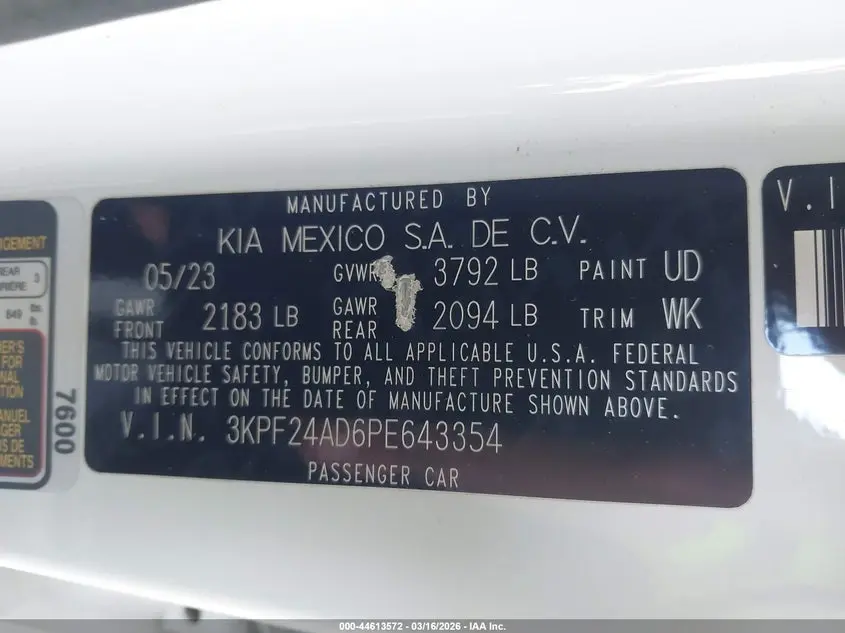 2023 KIA FORTE LX