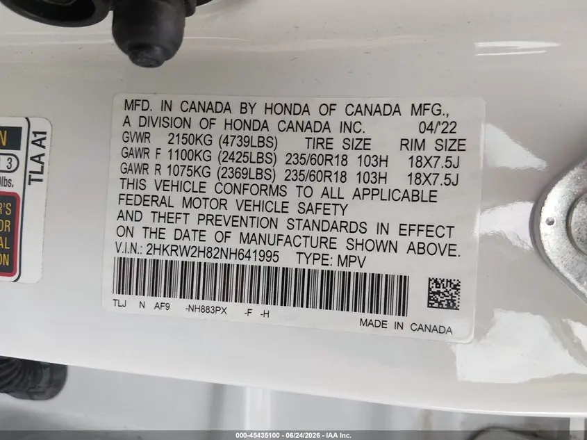 2022 HONDA CR-V AWD EX-L