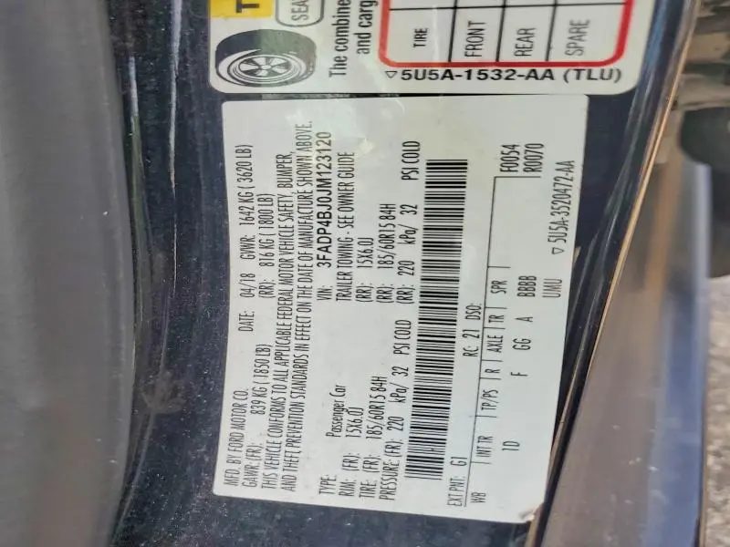 2018 FORD FIESTA SE  