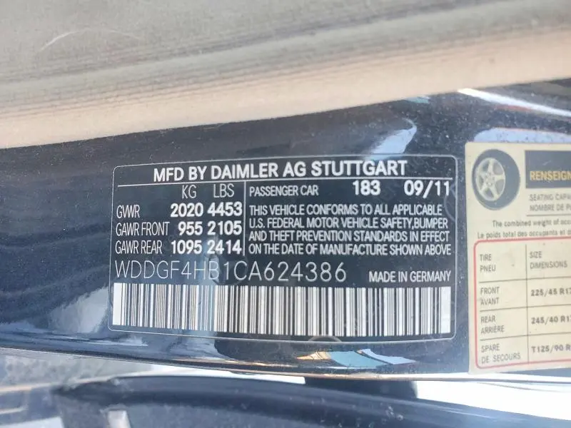 2012 MERCEDES-BENZ C 250  