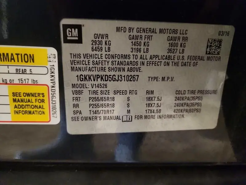 2016 GMC ACADIA SLE  