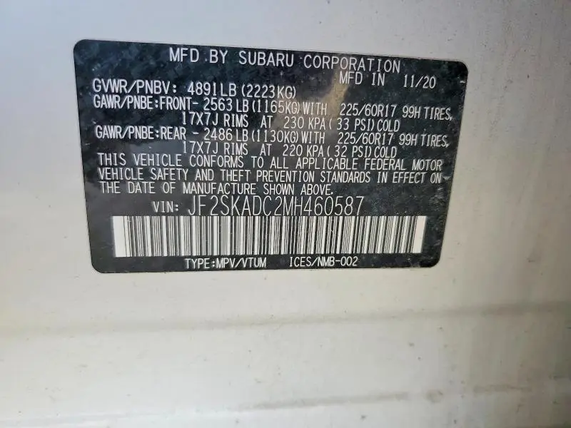 2021 SUBARU FORESTER   