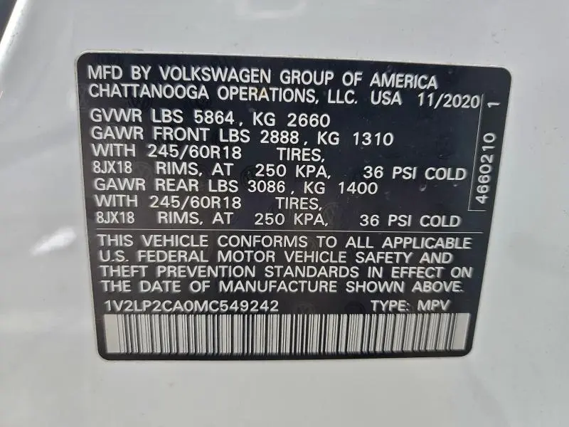 2021 VOLKSWAGEN ATLAS SE  