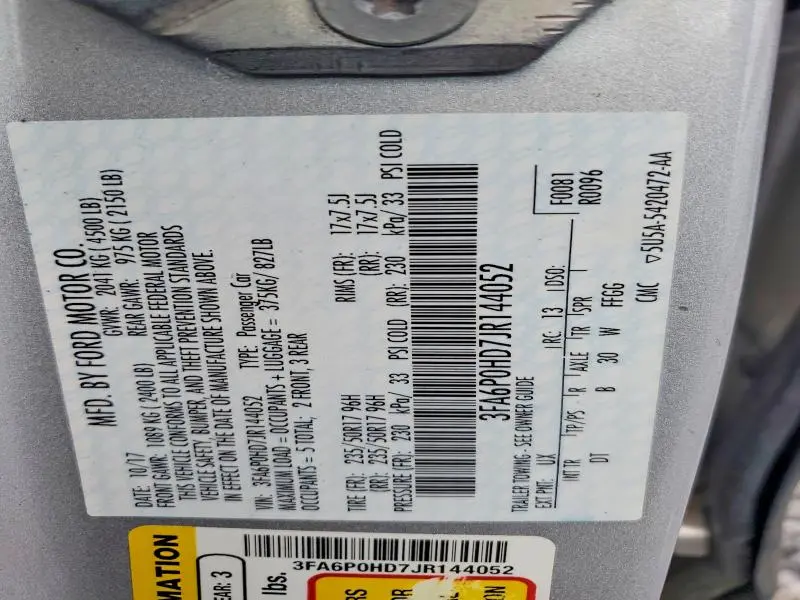 2018 FORD FUSION SE  