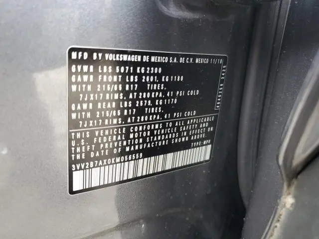 2019 VOLKSWAGEN TIGUAN SE  