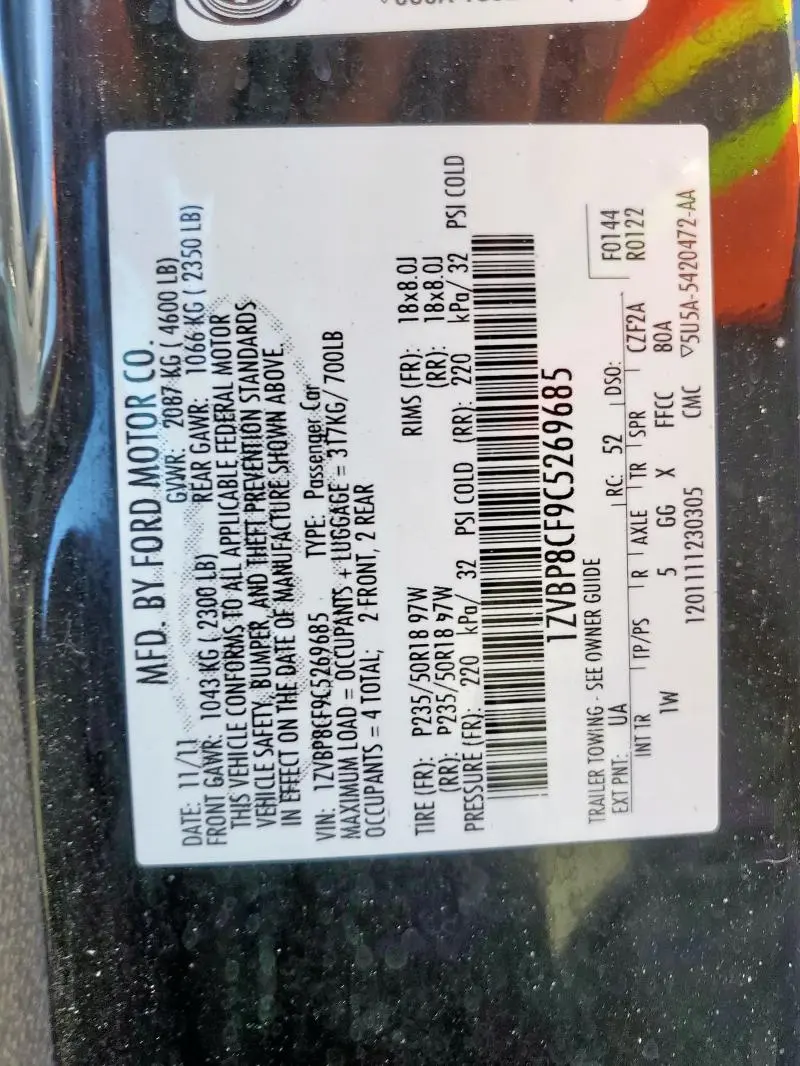 2012 FORD MUSTANG GT  