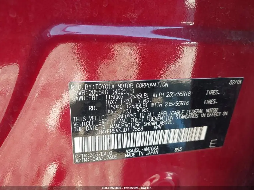 2018 TOYOTA RAV4 LIMITED