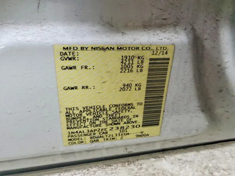 2015 NISSAN ALTIMA 2.5 SL  