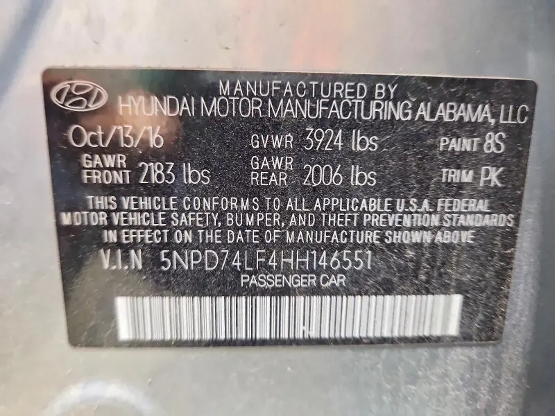 2017 HYUNDAI ELANTRA SE  