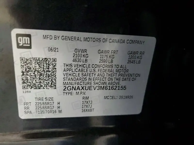 2021 CHEVROLET EQUINOX LT  