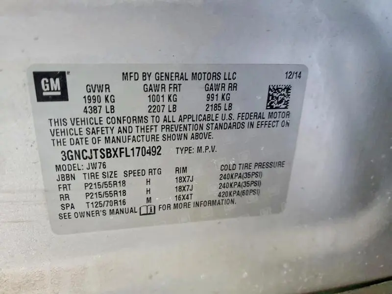 2015 CHEVROLET TRAX LTZ  