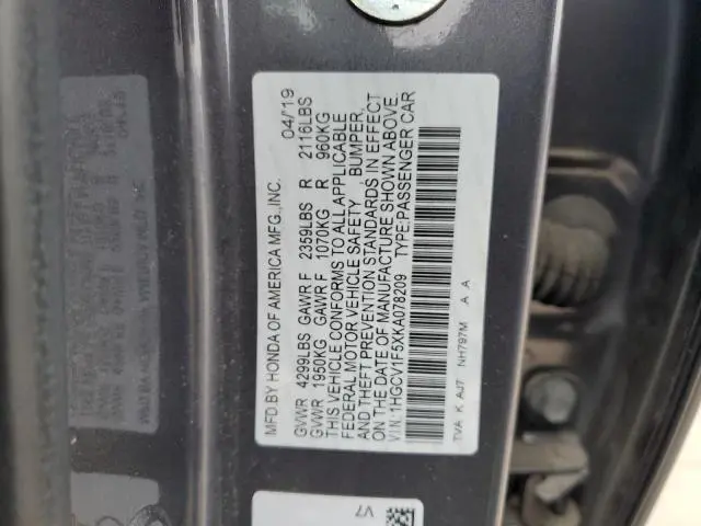 2019 HONDA ACCORD EXL  