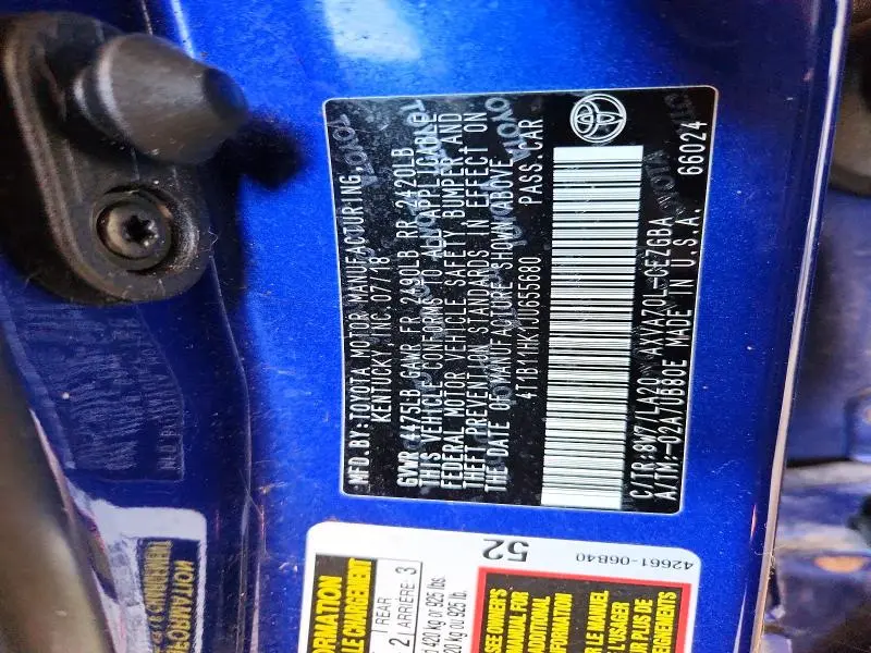 2018 TOYOTA CAMRY XLE  
