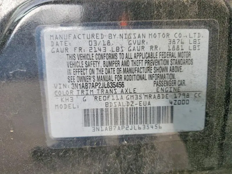 2018 NISSAN SENTRA S  