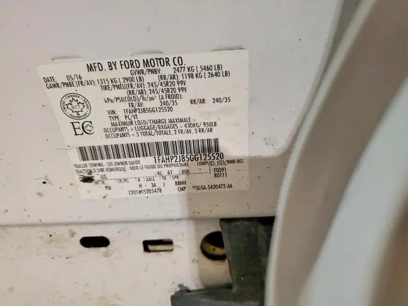 2016 FORD TAURUS LIMITED  