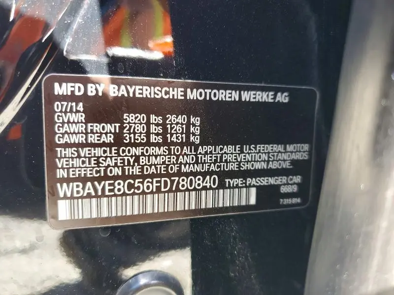 2015 BMW 750 LI  