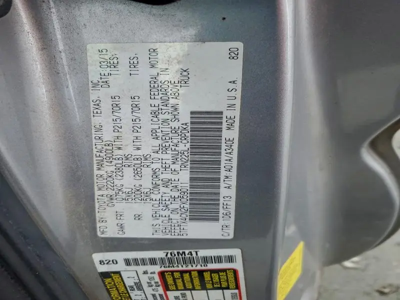 2015 TOYOTA TACOMA ACCESS CAB  